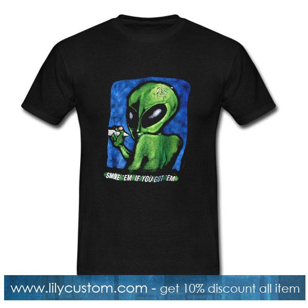 90s Distressed Smoking Alien Grunge T-Shirt