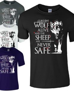 Arya Stark T Shirt Game Of Thrones T Shirt Leave One Wolf Alive Men'S T Shirt Funny Unisex Casual Silly T Shirts Interesting T Shirts