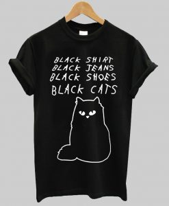 Black Shirt Jeans Shoes Cats T-Shirt