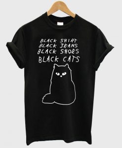 Black Shirt Jeans Shoes Cats T Shirt