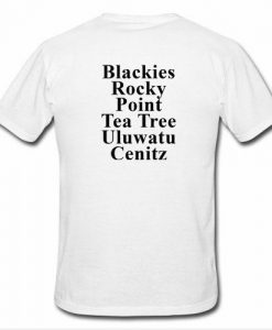 Blackies Rocky Point tea tshirt back