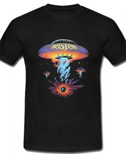 Boston Rock Band Classic Spaceship Distressed T Shirt  SU