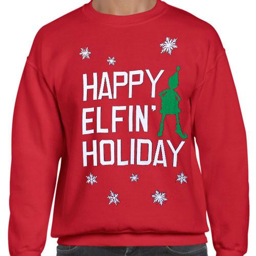 Happy Elfin’ Holliday Tacky Ugly Christmas Sweater