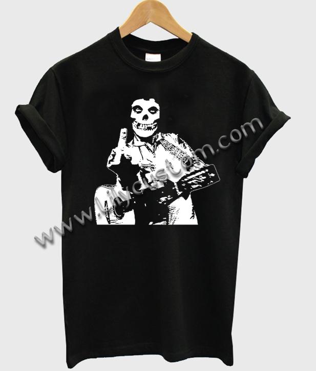Johnny Cash The Misfits Middle Finger Black Skull T Shirt Ez025