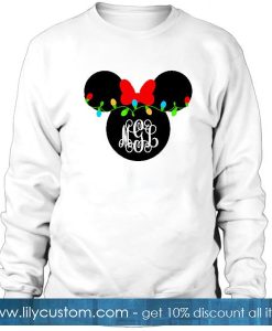 Minnie Mouse Monogram Christmas Lights Sweatshirt