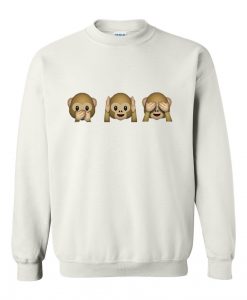 Monkey Emoji white Sweatshirt