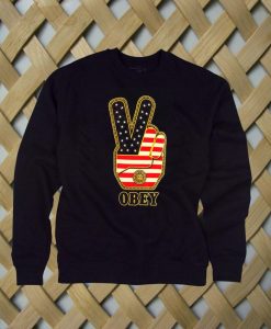 Obey Peace Sign Logo with american flag sweatshirt