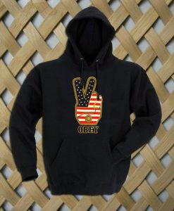 Obey Peace Sign Logo with american flag Hoodie