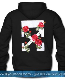 Off White Rose Flower Hoodie Back