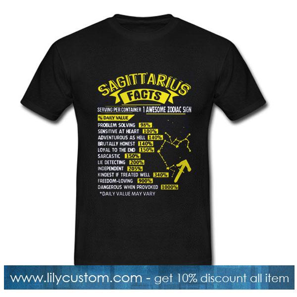 Sagittarius facts serving per container 1 awesome zodiac sign T-Shirt