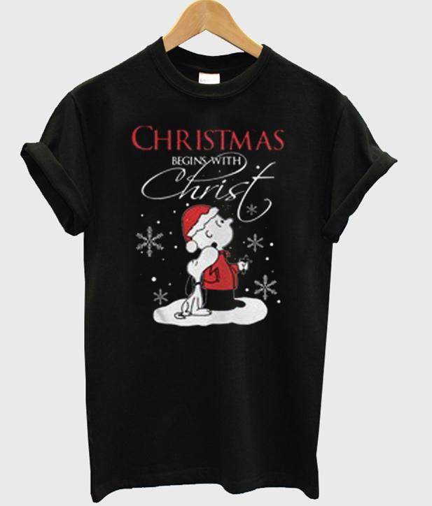 Snoopy and Charlie Brown christmas begins with christmas T shirt   SU