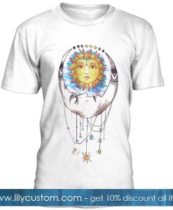 Sun Moon Tribal Print T Shirt