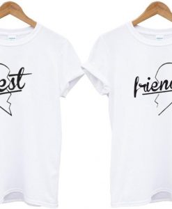 Teens 2 Pack White Best Friends Couple Tshirt