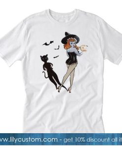Vintage Redhead Pinup Witch T-Shirt