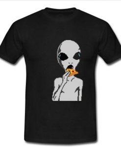 alien eating pizza t shirt