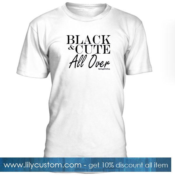 black and cute all over tshirt