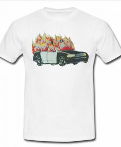 burning police car t shirt