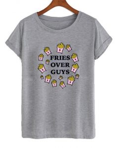 fries over guys t shirt
