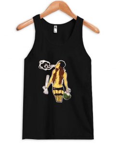 girl smoking tanktop