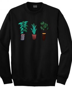 plants embroidery soft sweatshirt