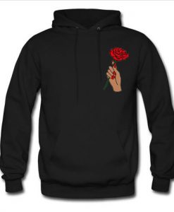 rose in hand hoodie