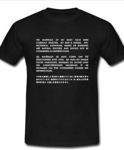 the materials of my body t shirt