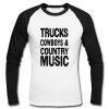 trucks cowboys & country music raglan longsleeve t shirt
