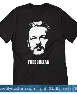 Free Julian Assange Print Wikileaks T-Shirt SF