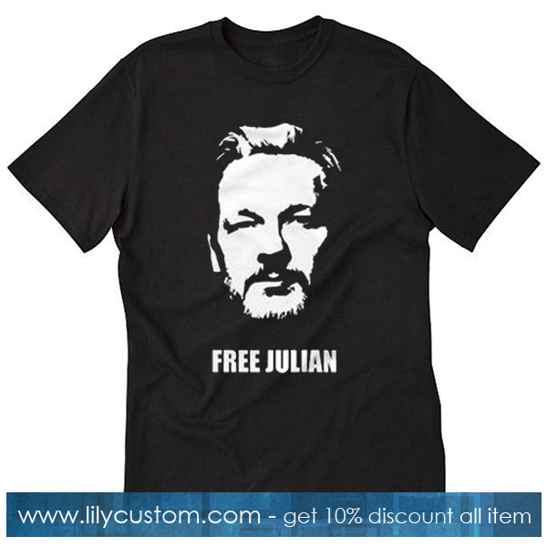 Free Julian Assange Print Wikileaks T-Shirt SF