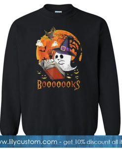 Boo Reading Books Halloween SWEATSHIRT SR