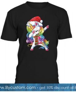 Dabbing Unicorn SANTA T-SHIRT SR