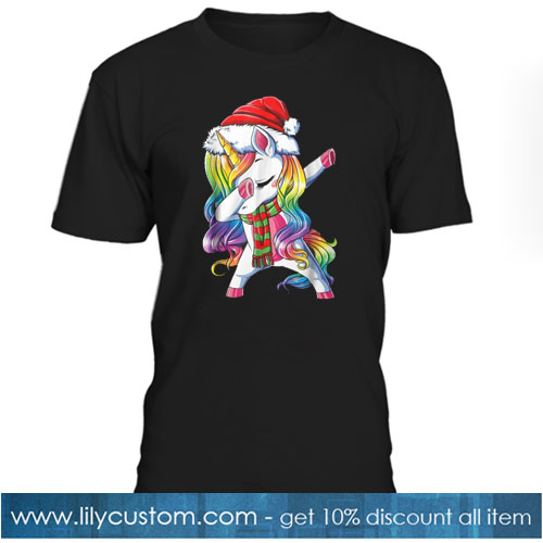 Dabbing Unicorn SANTA T-SHIRT SR