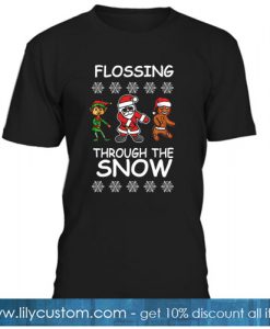 Flossing Through The Snow Christmas T-SHIRT SR