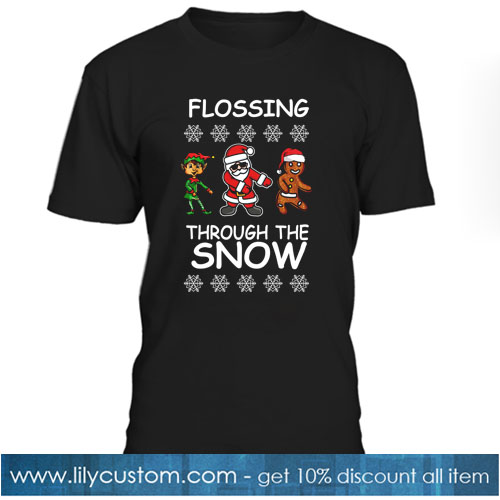 Flossing Through The Snow Christmas T-SHIRT SR