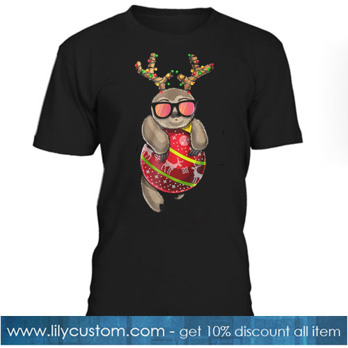 Sloth Reindeer Ornament CHRISTMAS T-SHIRT SR