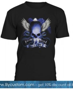 skull and wings and guitar b T-SHIRT SN