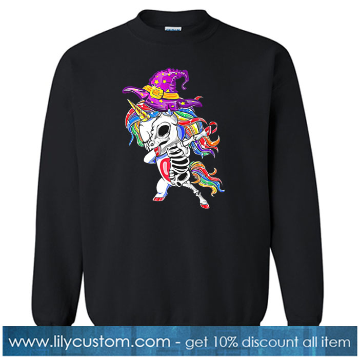 unicorn witch skeleton halloween costume SWEATSHIRT SR