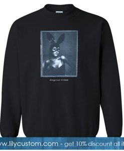 Ariana Grande Dangerous Woman Bunny Mask Girls Juniors Black Sweatshirt SN