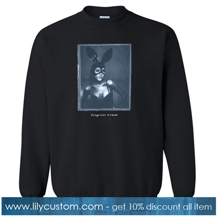 Ariana Grande Dangerous Woman Bunny Mask Girls Juniors Black Sweatshirt SN