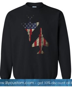 F-4 Phantom With Flag American SWEATSHIRT NT