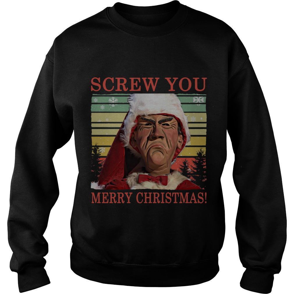 Jeff Dunham's Screw You Merry Christmas Vintage Ugly Sweatshirt SN
