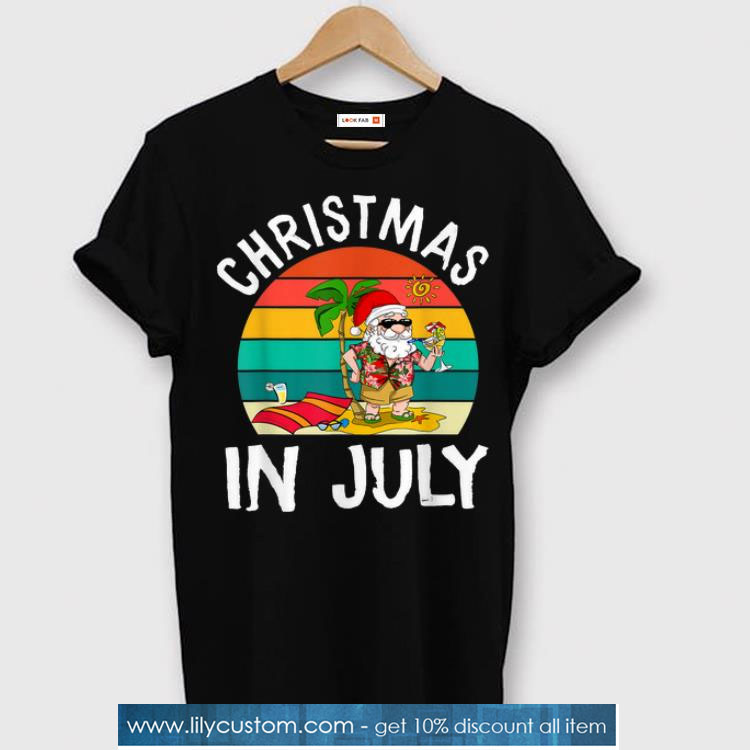 Premium Christmas In July Santa Hawaiian Summer Tee shirt SN