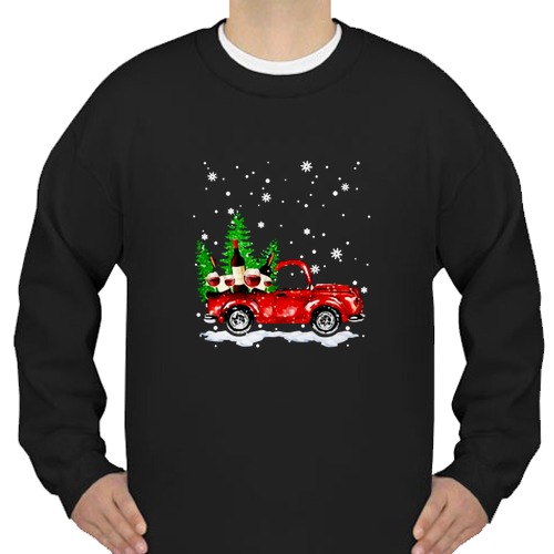 Red truck wine Christmas Sweatshirt SN