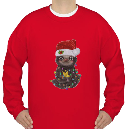 Santa Baby Sloth Christmas light ugly Sweatshirt SN
