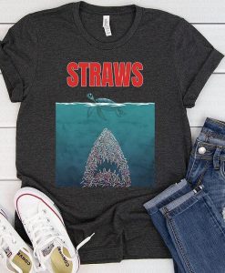 Straws Turtles Jaws Shark TShirt SN