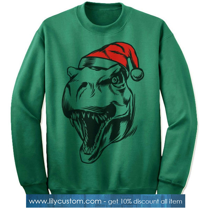 T-Rex Dinosaur Christmas Sweater Sweatshirt SN