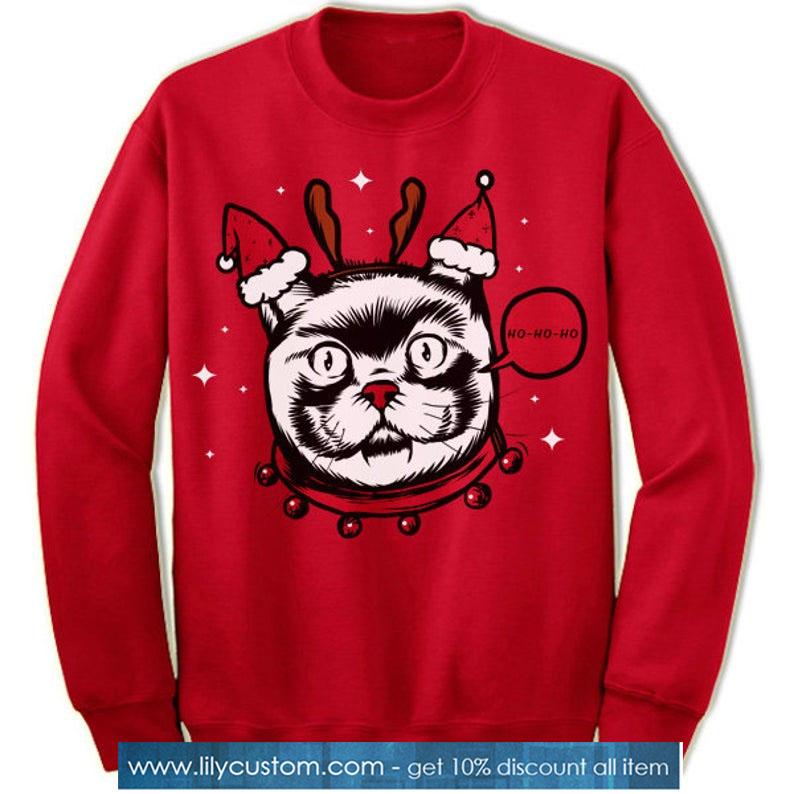 Weird Crazy Cat Christmas Sweater Sweatshirt SN