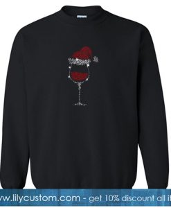 Wine Glass Red Diamond Santa Christmas Sweatshirt SN