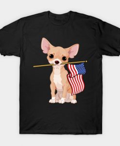 American Flag Chihuahua Dog 4th of July T-Shirt-SL