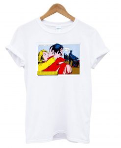 Comic Strip Kiss White T shirt-SL